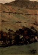 Egon Schiele Hauser vor Berghang Sweden oil painting artist